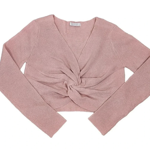 NWOT Active USA Cropped Long‎ Sleeve Ribbed Sweater Size Medium Peach Pink - Picture 1 of 6